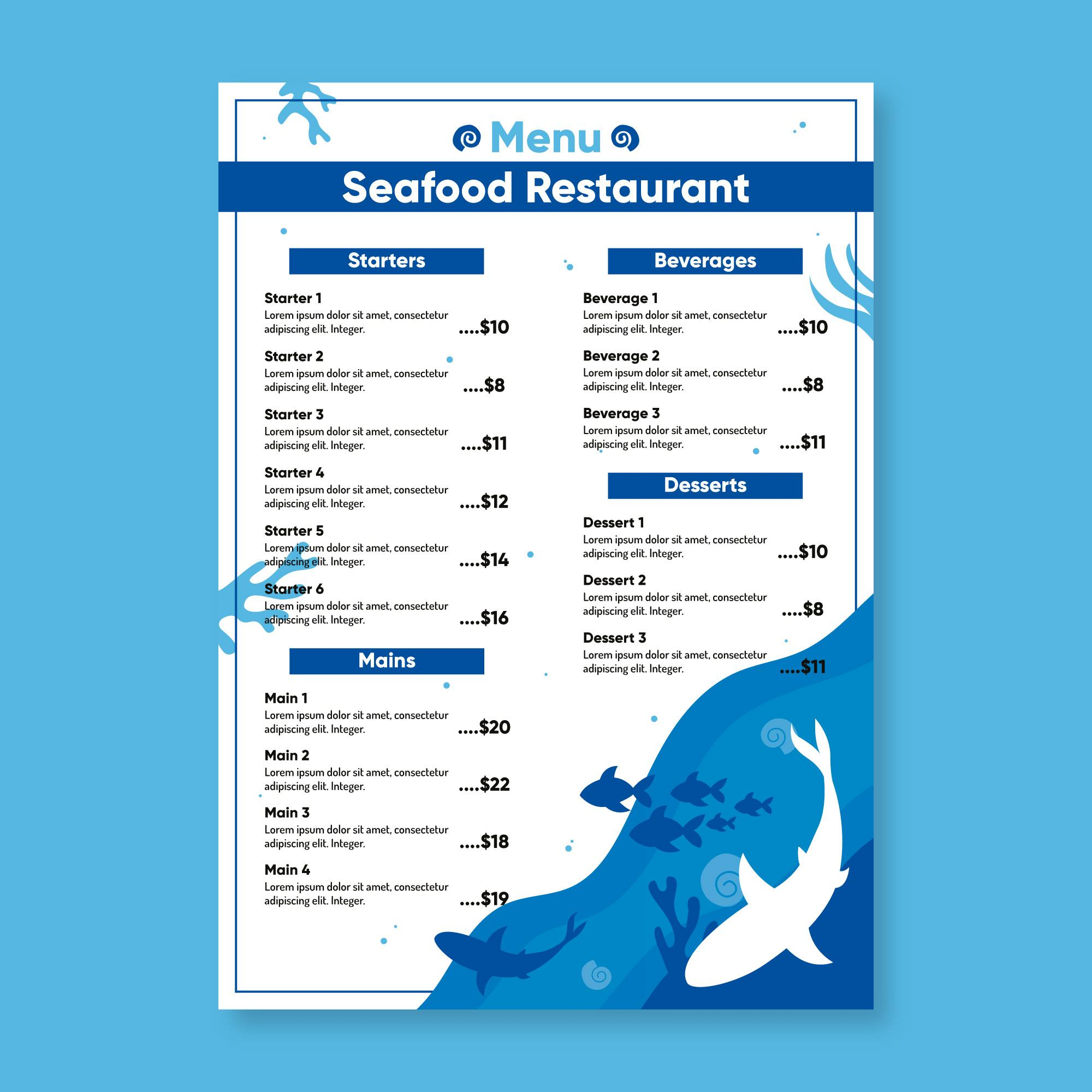Waterproof Menus